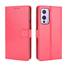 Funda de Cuero Cartera con Soporte Carcasa BY5 para OnePlus 9 5G Rojo