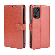 Funda de Cuero Cartera con Soporte Carcasa BY5 para Oppo A16s Marron