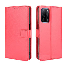 Funda de Cuero Cartera con Soporte Carcasa BY5 para Oppo A53s 5G Rojo