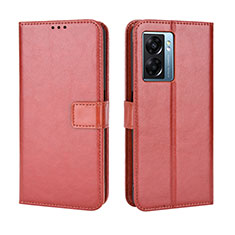 Funda de Cuero Cartera con Soporte Carcasa BY5 para Oppo A57 5G Marron