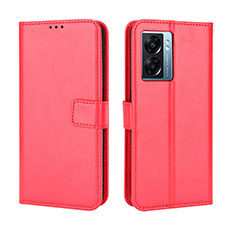 Funda de Cuero Cartera con Soporte Carcasa BY5 para Oppo A57 5G Rojo