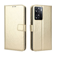 Funda de Cuero Cartera con Soporte Carcasa BY5 para Oppo A57e Oro