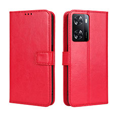 Funda de Cuero Cartera con Soporte Carcasa BY5 para Oppo A57e Rojo