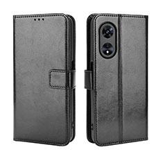 Funda de Cuero Cartera con Soporte Carcasa BY5 para Oppo A58x 5G Negro