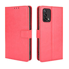 Funda de Cuero Cartera con Soporte Carcasa BY5 para Oppo A74 4G Rojo