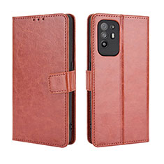 Funda de Cuero Cartera con Soporte Carcasa BY5 para Oppo A94 5G Marron