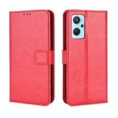 Funda de Cuero Cartera con Soporte Carcasa BY5 para Oppo A96 4G Rojo