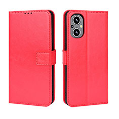 Funda de Cuero Cartera con Soporte Carcasa BY5 para Oppo A96 5G Rojo