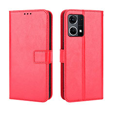 Funda de Cuero Cartera con Soporte Carcasa BY5 para Oppo F21s Pro 4G Rojo