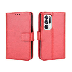 Funda de Cuero Cartera con Soporte Carcasa BY5 para Oppo Find N 5G Rojo