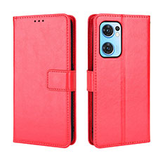 Funda de Cuero Cartera con Soporte Carcasa BY5 para Oppo Find X5 Lite 5G Rojo