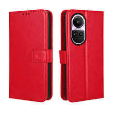 Funda de Cuero Cartera con Soporte Carcasa BY5 para Oppo Reno10 5G Rojo