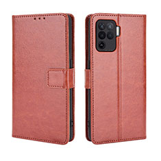 Funda de Cuero Cartera con Soporte Carcasa BY5 para Oppo Reno5 F Marron