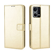 Funda de Cuero Cartera con Soporte Carcasa BY5 para Oppo Reno7 4G Oro