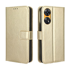 Funda de Cuero Cartera con Soporte Carcasa BY5 para Oppo Reno8 T 4G Oro