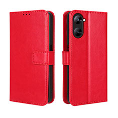 Funda de Cuero Cartera con Soporte Carcasa BY5 para Realme 10S 5G Rojo