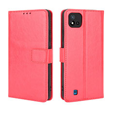 Funda de Cuero Cartera con Soporte Carcasa BY5 para Realme C20 Rojo