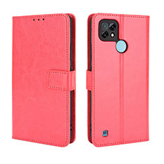 Funda de Cuero Cartera con Soporte Carcasa BY5 para Realme C21 Rojo