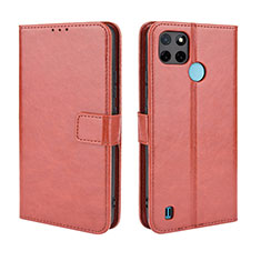 Funda de Cuero Cartera con Soporte Carcasa BY5 para Realme C21Y Marron