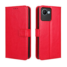 Funda de Cuero Cartera con Soporte Carcasa BY5 para Realme C30s Rojo