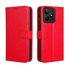 Funda de Cuero Cartera con Soporte Carcasa BY5 para Realme C51 Rojo