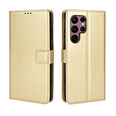 Funda de Cuero Cartera con Soporte Carcasa BY5 para Samsung Galaxy S23 Ultra 5G Oro