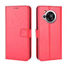 Funda de Cuero Cartera con Soporte Carcasa BY5 para Sharp Aquos R7 Rojo