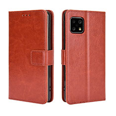 Funda de Cuero Cartera con Soporte Carcasa BY5 para Sharp Aquos Sense4 Lite Marron