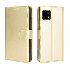 Funda de Cuero Cartera con Soporte Carcasa BY5 para Sharp Aquos Sense4 Oro