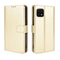 Funda de Cuero Cartera con Soporte Carcasa BY5 para Sharp Aquos Sense6s Oro