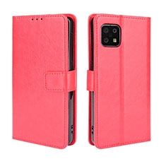 Funda de Cuero Cartera con Soporte Carcasa BY5 para Sharp Aquos Sense6s Rojo