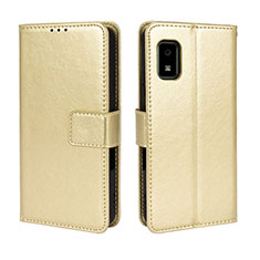 Funda de Cuero Cartera con Soporte Carcasa BY5 para Sharp Aquos wish Oro