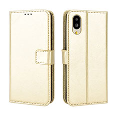 Funda de Cuero Cartera con Soporte Carcasa BY5 para Sharp Simple Sumaho 6 Oro