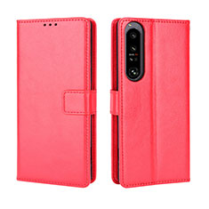 Funda de Cuero Cartera con Soporte Carcasa BY5 para Sony Xperia 1 IV Rojo