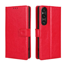 Funda de Cuero Cartera con Soporte Carcasa BY5 para Sony Xperia 1 V Rojo