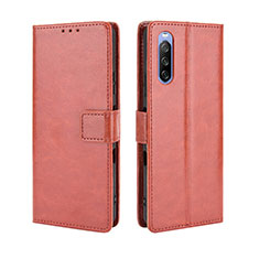 Funda de Cuero Cartera con Soporte Carcasa BY5 para Sony Xperia 10 III SO-52B Marron