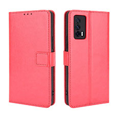 Funda de Cuero Cartera con Soporte Carcasa BY5 para Vivo iQOO 7 India 5G Rojo