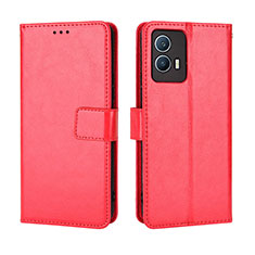 Funda de Cuero Cartera con Soporte Carcasa BY5 para Vivo iQOO U5 5G Rojo