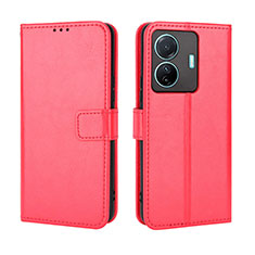 Funda de Cuero Cartera con Soporte Carcasa BY5 para Vivo T1 Pro 5G Rojo