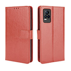 Funda de Cuero Cartera con Soporte Carcasa BY5 para Vivo V21e 4G Marron