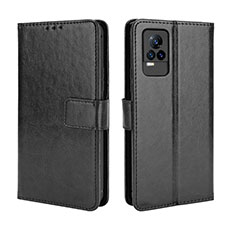 Funda de Cuero Cartera con Soporte Carcasa BY5 para Vivo V21e 4G Negro