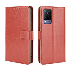 Funda de Cuero Cartera con Soporte Carcasa BY5 para Vivo V21s 5G Marron