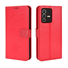 Funda de Cuero Cartera con Soporte Carcasa BY5 para Vivo V23 5G Rojo