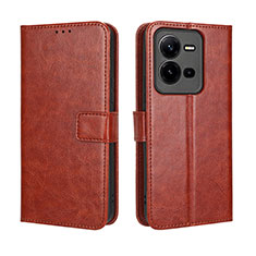 Funda de Cuero Cartera con Soporte Carcasa BY5 para Vivo V25 5G Marron