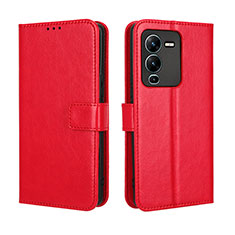 Funda de Cuero Cartera con Soporte Carcasa BY5 para Vivo V25 Pro 5G Rojo