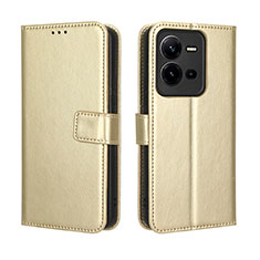 Funda de Cuero Cartera con Soporte Carcasa BY5 para Vivo V25e Oro