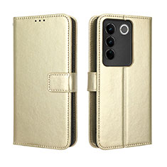 Funda de Cuero Cartera con Soporte Carcasa BY5 para Vivo V27 5G Oro