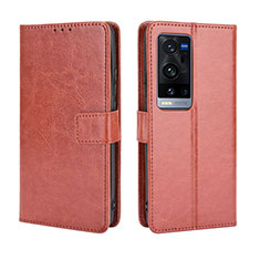 Funda de Cuero Cartera con Soporte Carcasa BY5 para Vivo X60 Pro+ Plus 5G Marron