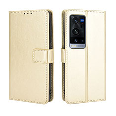 Funda de Cuero Cartera con Soporte Carcasa BY5 para Vivo X60 Pro+ Plus 5G Oro