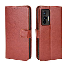 Funda de Cuero Cartera con Soporte Carcasa BY5 para Vivo X70t Marron